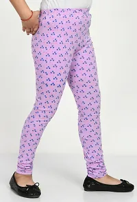 Stylish Purple Cotton Printed Leggings For Girls-thumb2