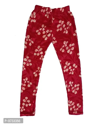 KAYU? Girl's Velvet Printed Leggings Fashionable Ultra Comfortable for Winters [Pack of 3] Red Cream, Dark Brown, Red White-thumb3