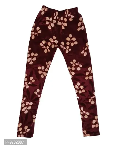 KAYU? Girl's Velvet Printed Leggings Fashionable Ultra Comfortable for Winters [Pack of 2] Navy Blue, Brown Cream-thumb5