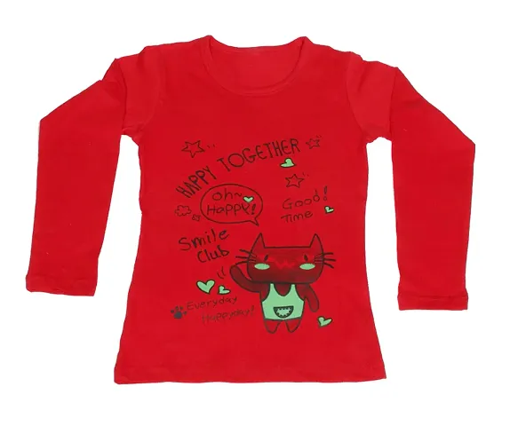 IndiWeaves Girls Full Sleeves T-Shirt(10200-00-IW-XXL1_Red_15-16 Years)