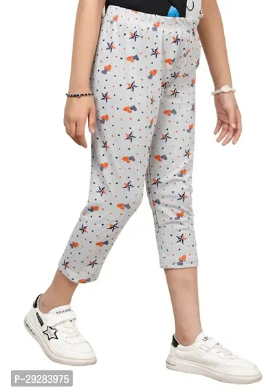 Stylish Grey Cotton Blend Printed Capris For Girl-thumb4