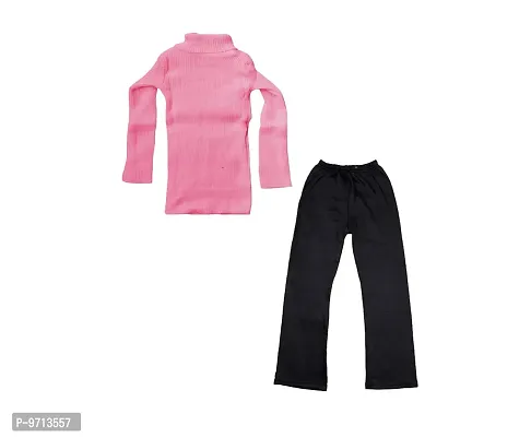 KAYU Girls Winter Wear Combo of Super Warm Full Sleeves High Neck Skivvy and Woolen Palazzo (Pack of 2) (10110-0671300-00-IW-P2-28_Pink/Black_6-7 Years)