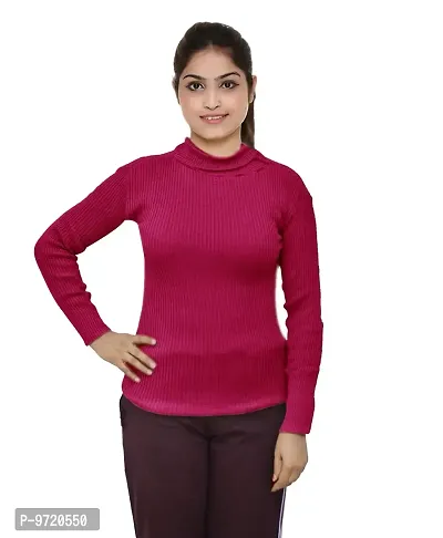 KAYU Women's Woolen Warm High Neck/skivvy (Ws-01 -iw-y-p1-l_Red_L)