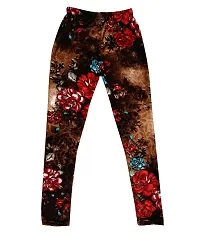 KAYU? Girl's Velvet Printed Leggings Fashionable Ultra Comfortable for Winters [Pack of 3] Brown, Red Cream, Black White-thumb2