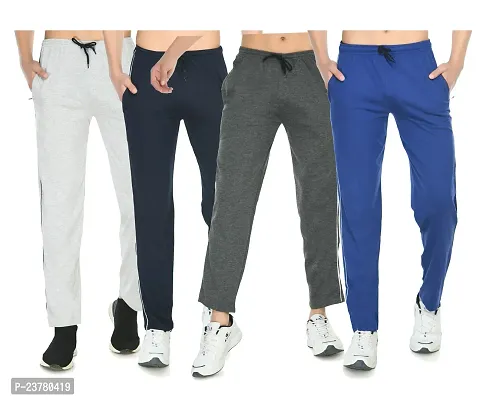 Stylish Fancy Cotton Solid Regular Track Pants For Men Pack Of 4-thumb0