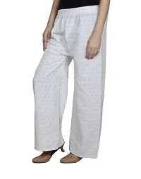 IndiWeaves Women Pure Cotton Full Chikan White Palazzo_XXL-thumb1