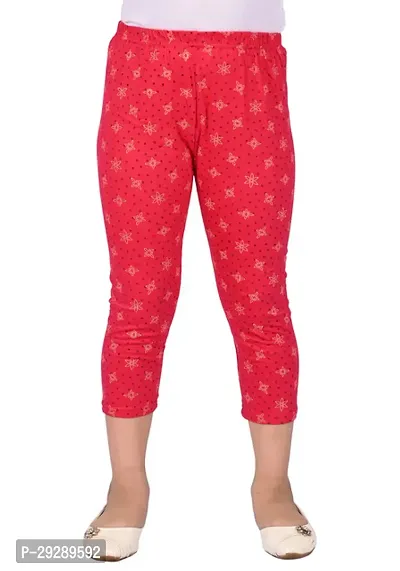 Beautiful Red Cotton Printed Capris For Girls