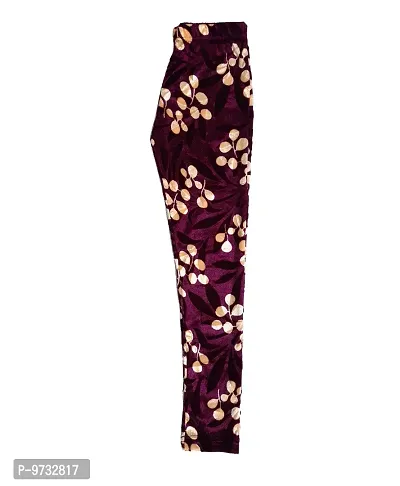 KAYU? Girl's Velvet Printed Leggings Fashionable Ultra Comfortable for Winters [Pack of 2] Dark Brown, Purple-thumb4