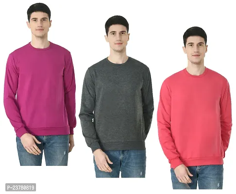 Stylish Fancy Fleece Sweatshirts For Men Pack Of 3-thumb0