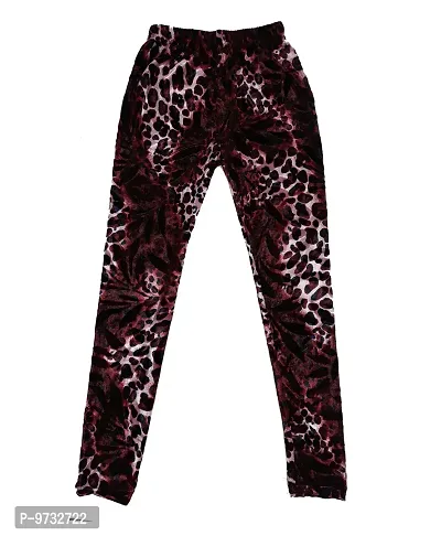 KAYU? Girl's Velvet Printed Leggings Fashionable Ultra Comfortable for Winters [Pack of 3] Red Cream, Dark Brown, Black White-thumb5