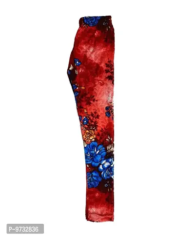 KAYU? Girl's Velvet Printed Leggings Fashionable Ultra Comfortable for Winters [Pack of 3] Navy Blue, Red Blue, Black Cream-thumb4