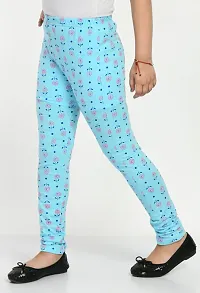 Stylish Blue Cotton Printed Leggings For Girls-thumb2