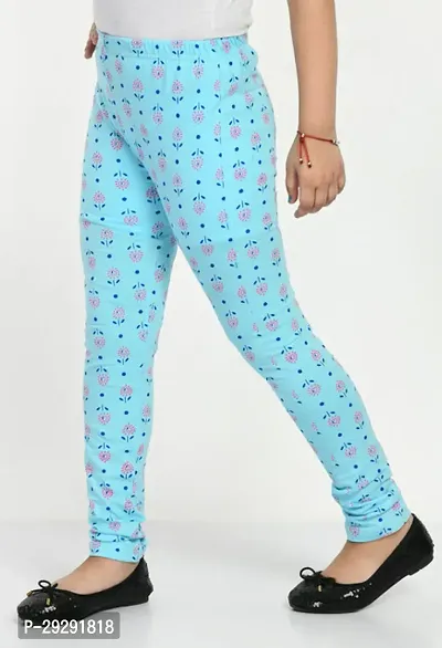 Stylish Blue Cotton Printed Leggings For Girls-thumb3