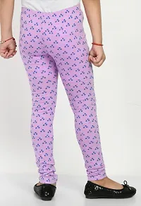 Stylish Purple Cotton Printed Leggings For Girls-thumb4