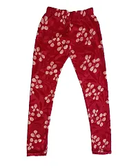 KAYU? Girl's Velvet Printed Leggings Fashionable Ultra Comfortable for Winters [Pack of 3] Red Cream, Dark Brown, Purple-thumb2