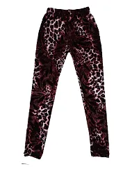 KAYU? Girl's Velvet Printed Leggings Fashionable Ultra Comfortable for Winters [Pack of 4] Dark Brown, Black, Red White, Black Cream-thumb2