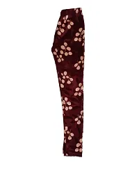 KAYU? Girl's Velvet Printed Leggings Fashionable Ultra Comfortable for Winters [Pack of 2] Brown Cream, Black White-thumb1