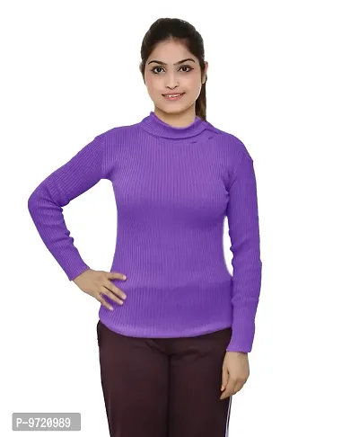 KAYU Women's Woolen Warm High Neck/skivvy (Ws-03 -iw-y-p1-l_Purple_L)