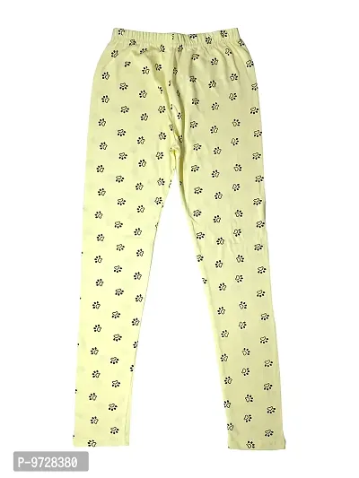 KAYU? Girl's Cotton Printed Leggings Slim Fit Cotton Stretchable Leggings [Pack of 3] Peach3, Yellow, Baby Pink-thumb4