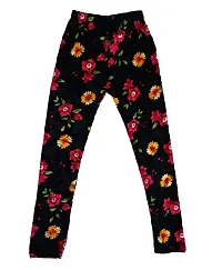 KAYU? Girl's Velvet Printed Leggings Fashionable Ultra Comfortable for Winters [Pack of 3] Black, Red White, Black White-thumb2