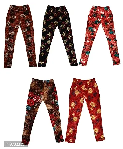 KAYU? Girl's Velvet Printed Leggings Fashionable for Winters [Pack of 5] Multicolor48