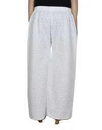 IndiWeaves Women Pure Cotton Full Chikan White Palazzo_XXL-thumb2