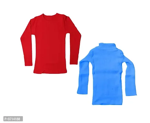 KAYU Cotton Full Sleeves T-Shirt and Woolen High Neck Full Sleeves(Pack of 2) (10200-3210110-07-IW-P2-L2_Multicolor_10-11 Years)