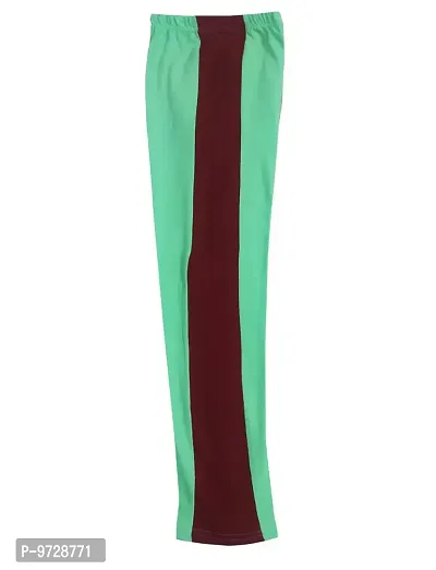 KAYU? Girl's Cotton Solid Side Striped Stretchable Leggings [Pack of 1] Green-thumb3