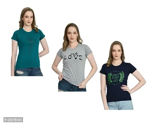 Elegant Cotton Printed Tshirt Combo For Women Pack Of 3-thumb0