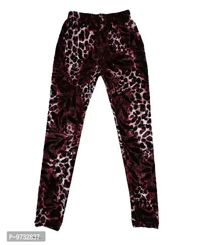 KAYU? Girl's Velvet Printed Leggings Fashionable Ultra Comfortable for Winters [Pack of 3] Dark Brown, Black, Red White-thumb3
