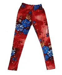 KAYU? Girl's Velvet Printed Leggings Fashionable Ultra Comfortable for Winters [Pack of 2] Red Blue, Brown Cream-thumb2