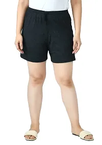 KAYU? Women's Cotton Regular Fit Solid and Printed Shorts/Hot Pant [Pack of 3] Black3, Black4, Navy Blue1-thumb3