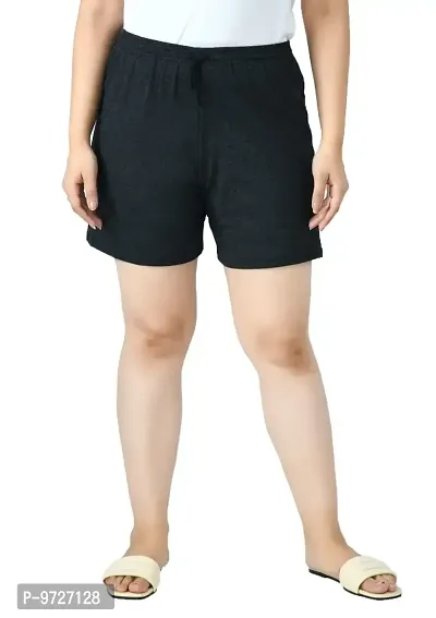 KAYU? Women's Cotton Regular Fit Solid and Printed Shorts/Hot Pant [Pack of 3] Black3, Black4, Navy Blue1-thumb4