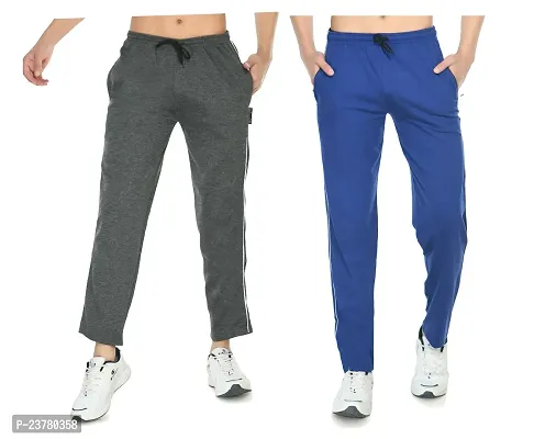 Stylish Fancy Cotton Solid Regular Track Pants For Men Pack Of 2-thumb0