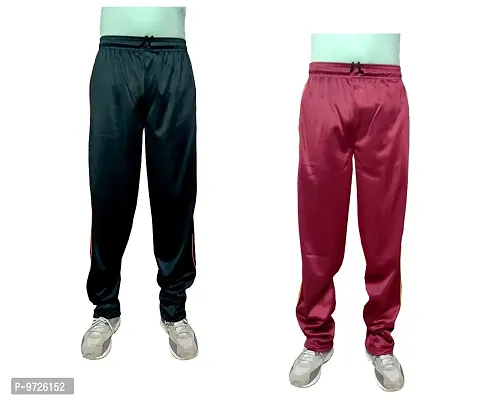 KAYU Men's Polyester Track Pants for Winters (Maroon,Bottle Green,36) Pack of 2