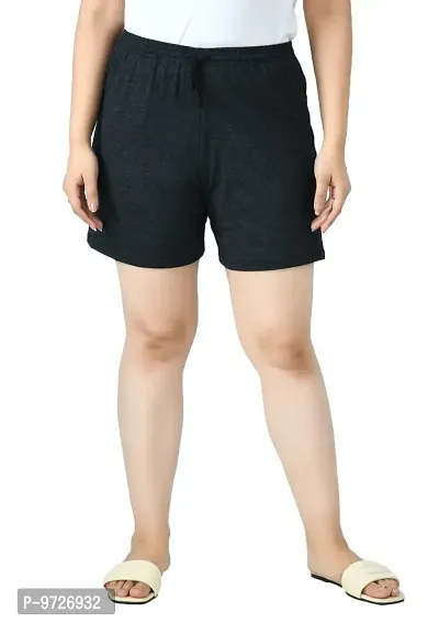 KAYU? Women's Cotton Regular Fit Solid and Printed Shorts/Hot Pant [Pack of 3] Black3, Black4, Black2-thumb4