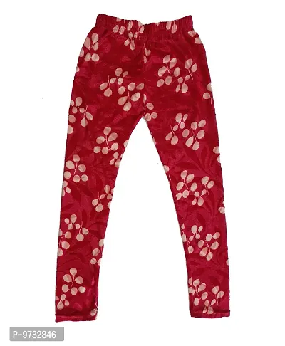 KAYU? Girl's Velvet Printed Leggings Fashionable Ultra Comfortable for Winters [Pack of 3] Brown, Red Cream, Dark Brown-thumb5