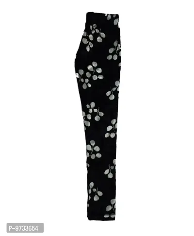 KAYU? Girl's Velvet Printed Leggings Fashionable Ultra Comfortable for Winters [Pack of 2] Dark Brown, Black Cream-thumb4