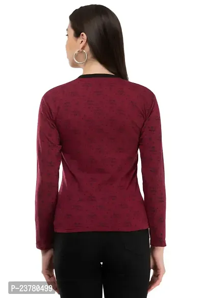 Stylish Wool Blend Printed Round Neck Tees For Women-thumb3