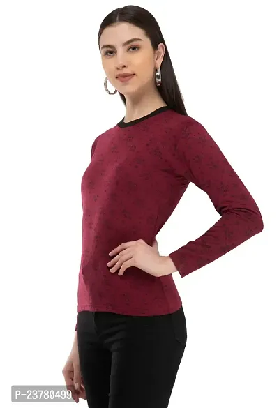 Stylish Wool Blend Printed Round Neck Tees For Women-thumb2