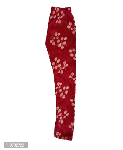 KAYU? Girl's Velvet Printed Leggings Fashionable Ultra Comfortable for Winters [Pack of 3] Red Cream, Dark Brown, Black White-thumb2
