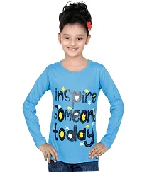 IndiWeaves Girls Cotton Full Sleeves Printed T-Shirt(10200-05-IW-L1_Blue_9-10 Years)-thumb1