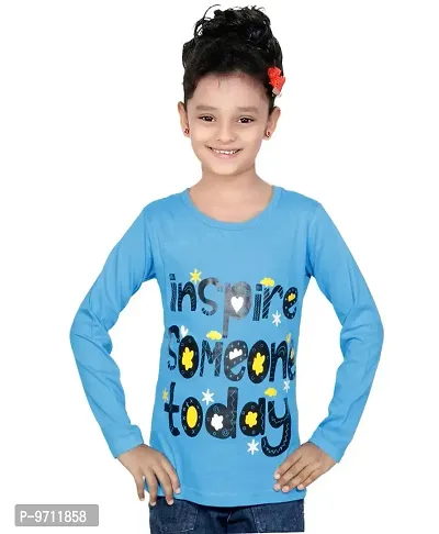 IndiWeaves Girls Cotton Full Sleeves Printed T-Shirt(10200-05-IW-L1_Blue_9-10 Years)-thumb2