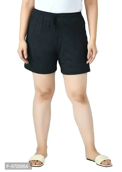 KAYU? Women's Cotton Regular Fit Solid and Printed Shorts/Hot Pant [Pack of 3] Black3, Black4, Black1-thumb4