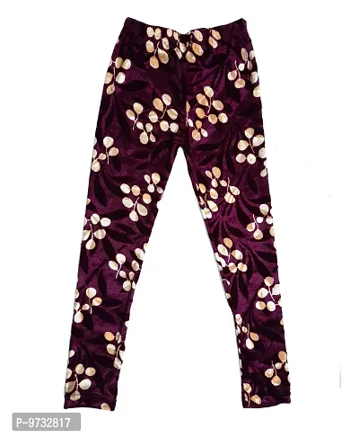KAYU? Girl's Velvet Printed Leggings Fashionable Ultra Comfortable for Winters [Pack of 2] Dark Brown, Purple-thumb5