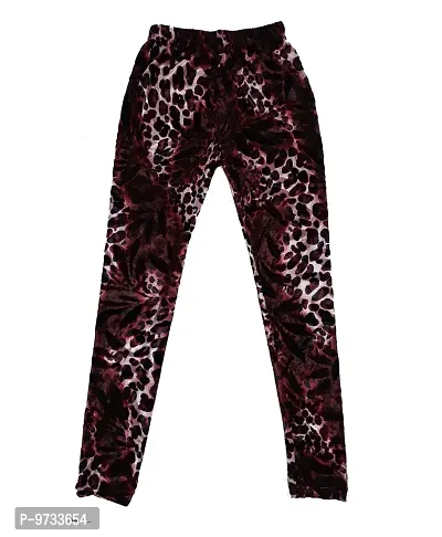 KAYU? Girl's Velvet Printed Leggings Fashionable Ultra Comfortable for Winters [Pack of 2] Dark Brown, Black Cream-thumb3