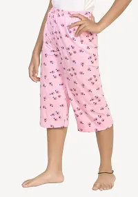 Stylish Pink Cotton Printed Capris For Girl-thumb3