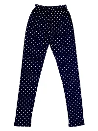 KAYU? Girl's Cotton Printed Leggings Slim Fit Cotton Stretchable Leggings [Pack of 3] Black, White1, Navy Blue-thumb1