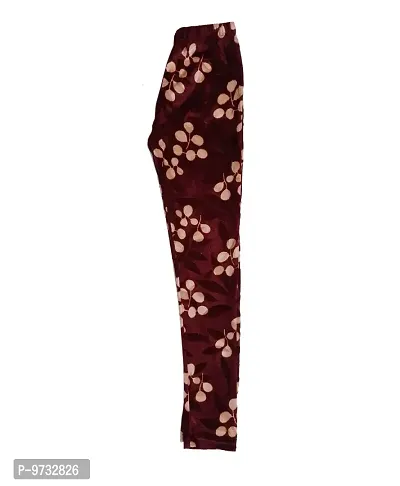 KAYU? Girl's Velvet Printed Leggings Fashionable Ultra Comfortable for Winters [Pack of 2] Red White, Brown Cream-thumb4