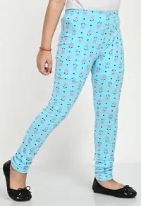 Stylish Blue Cotton Printed Leggings For Girls-thumb3